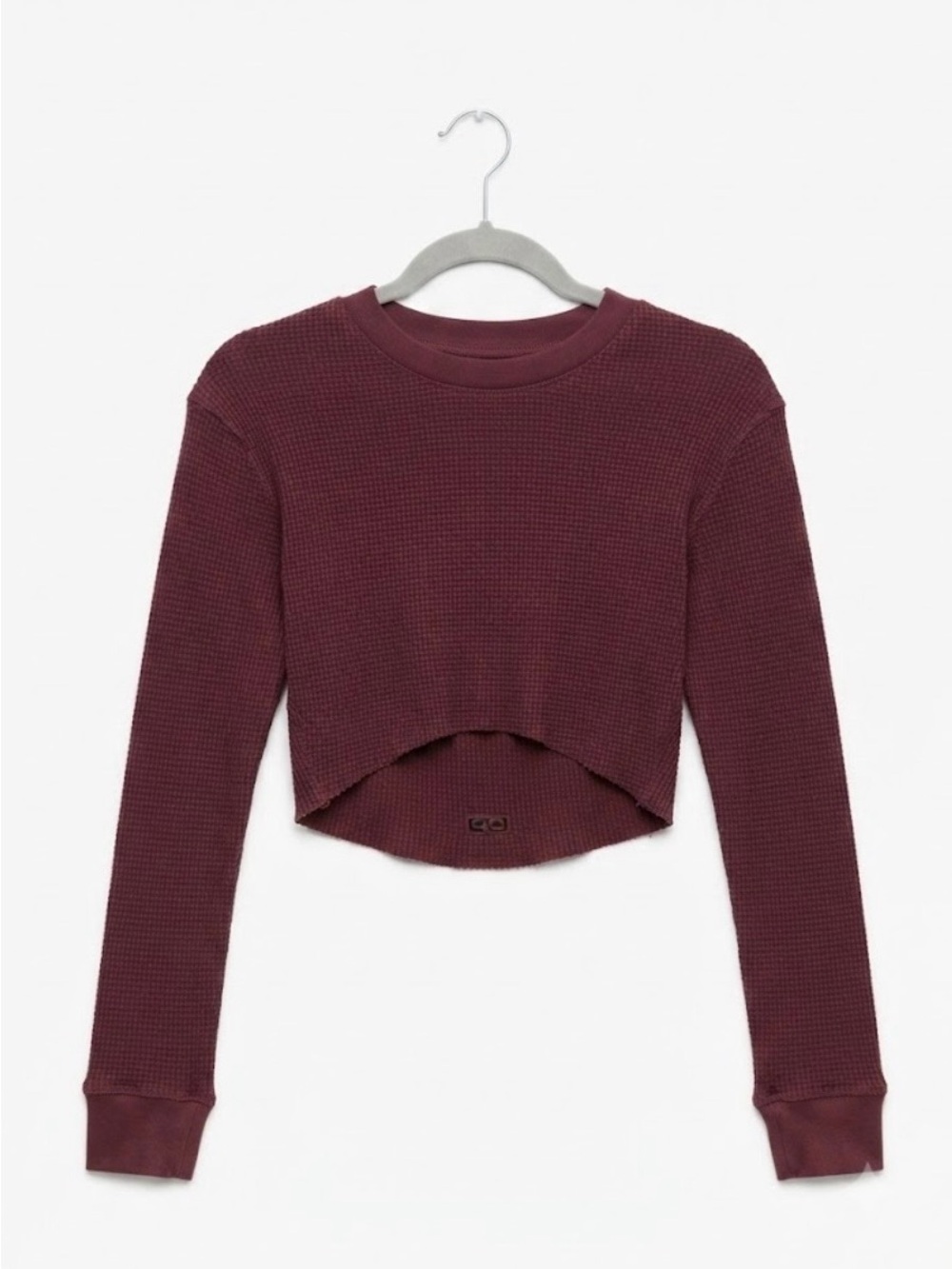 KSUBI Cropped Thermal Long Sleeve Top in Deep Burgundy